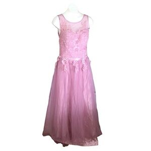 Babyonline Pink Lacey Embroidered Dress EUC size small